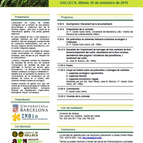 L’associació de varietats de blat en sistemes herbacis extensius ecològics_ 30 setembre 2019